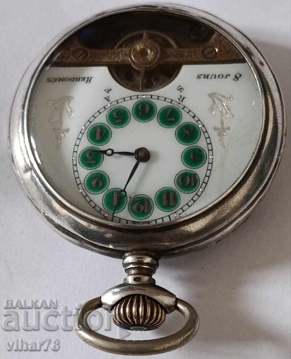 Auction Rare silver weekly pocket watch-HEBDOMAS Auction Rare silver weekly pocket watch-HEBDOMAS