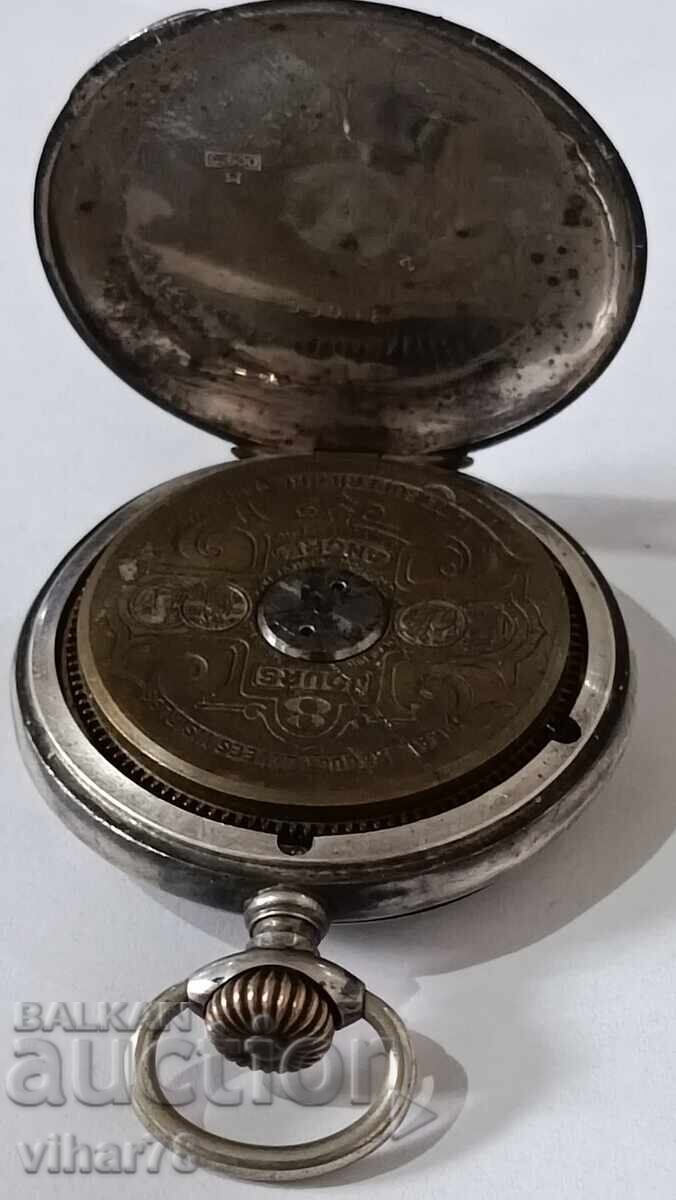 Rare silver weekly pocket watch-HEBDOMAS - 5 Rare silver weekly pocket watch-HEBDOMAS - 5