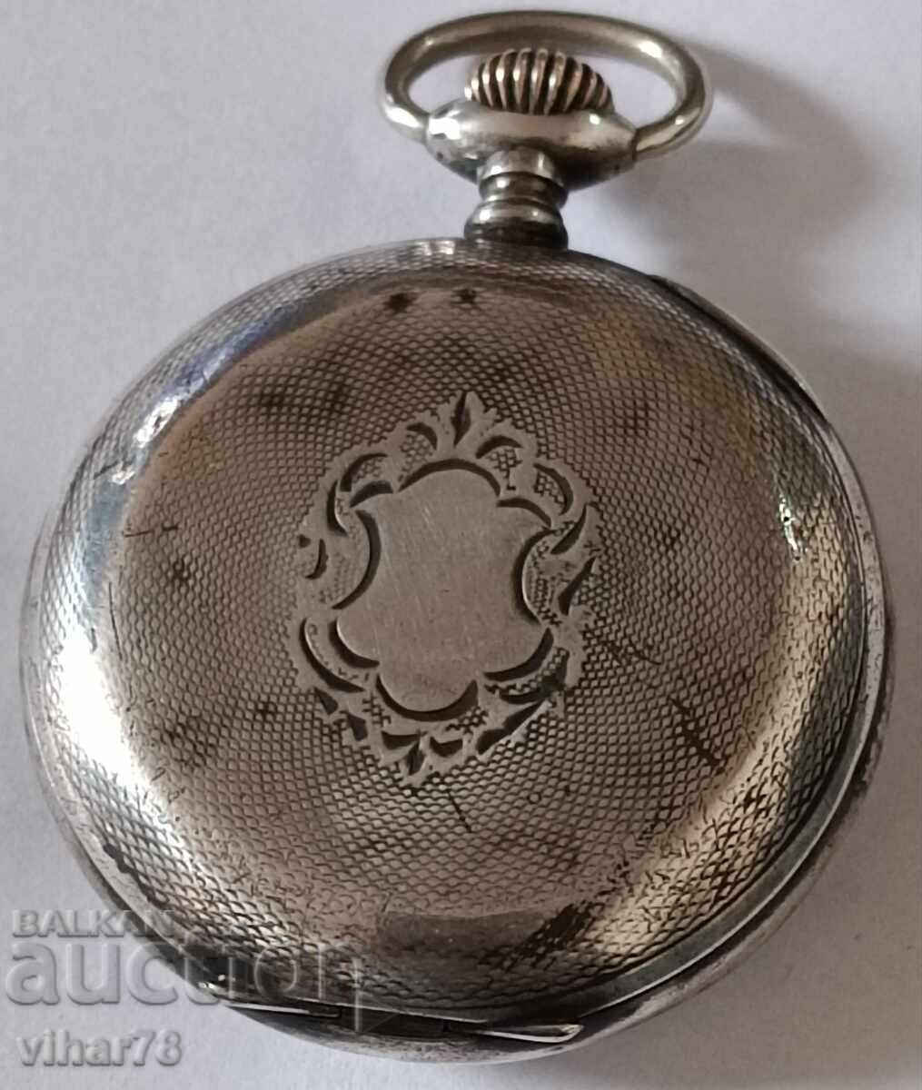 Rare silver weekly pocket watch-HEBDOMAS - 7 Rare silver weekly pocket watch-HEBDOMAS - 7