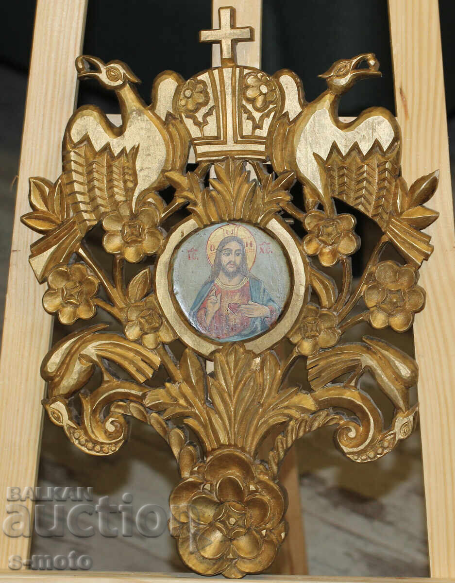 Icon Jesus Christ Immaculate Heart Tempera Woodcarving with price 900.00 BGN | € 460.16 Icon Jesus Christ Immaculate Heart Tempera Woodcarving with price 900.00 BGN | € 460.16