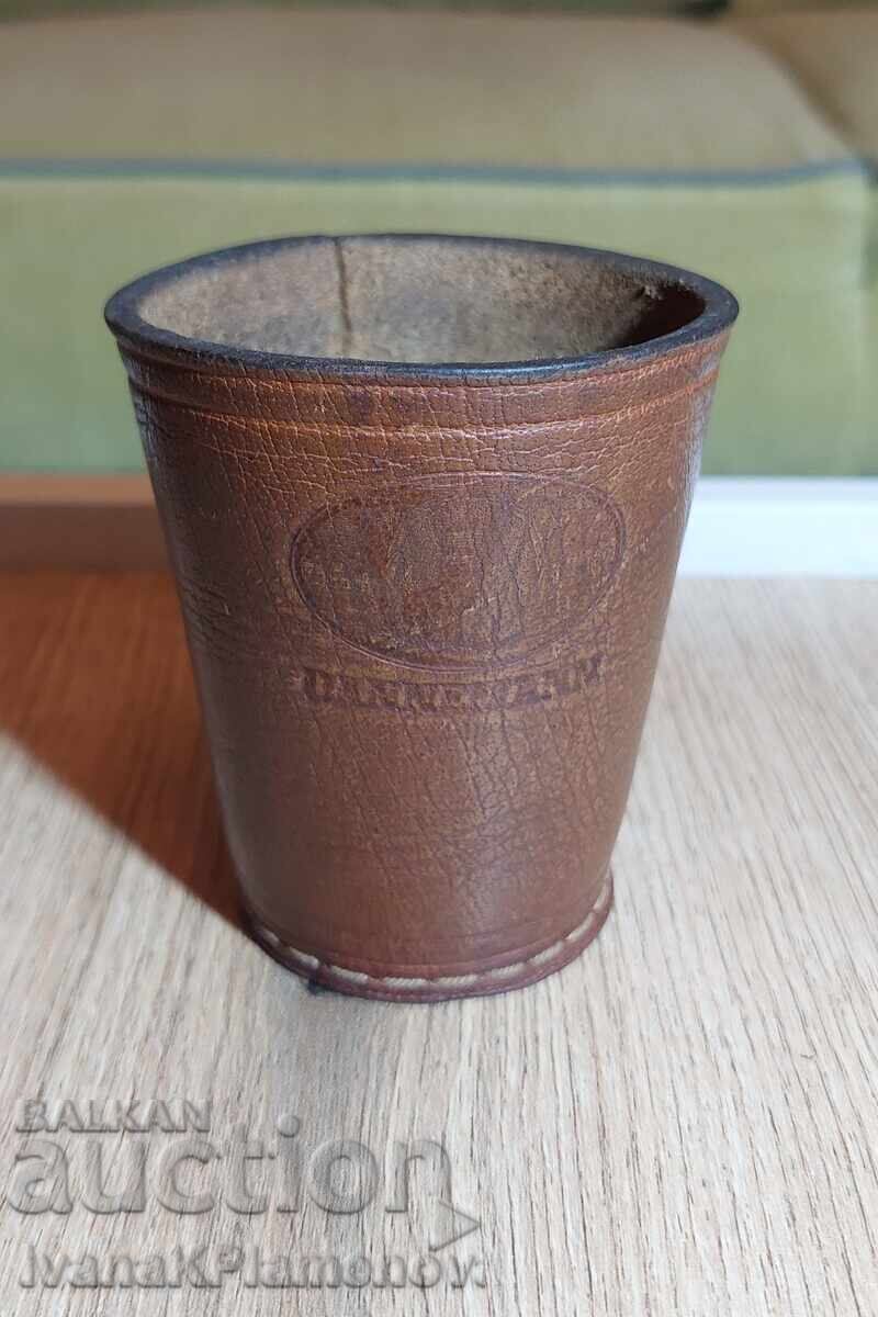 Leather dice cup for connoisseurs
