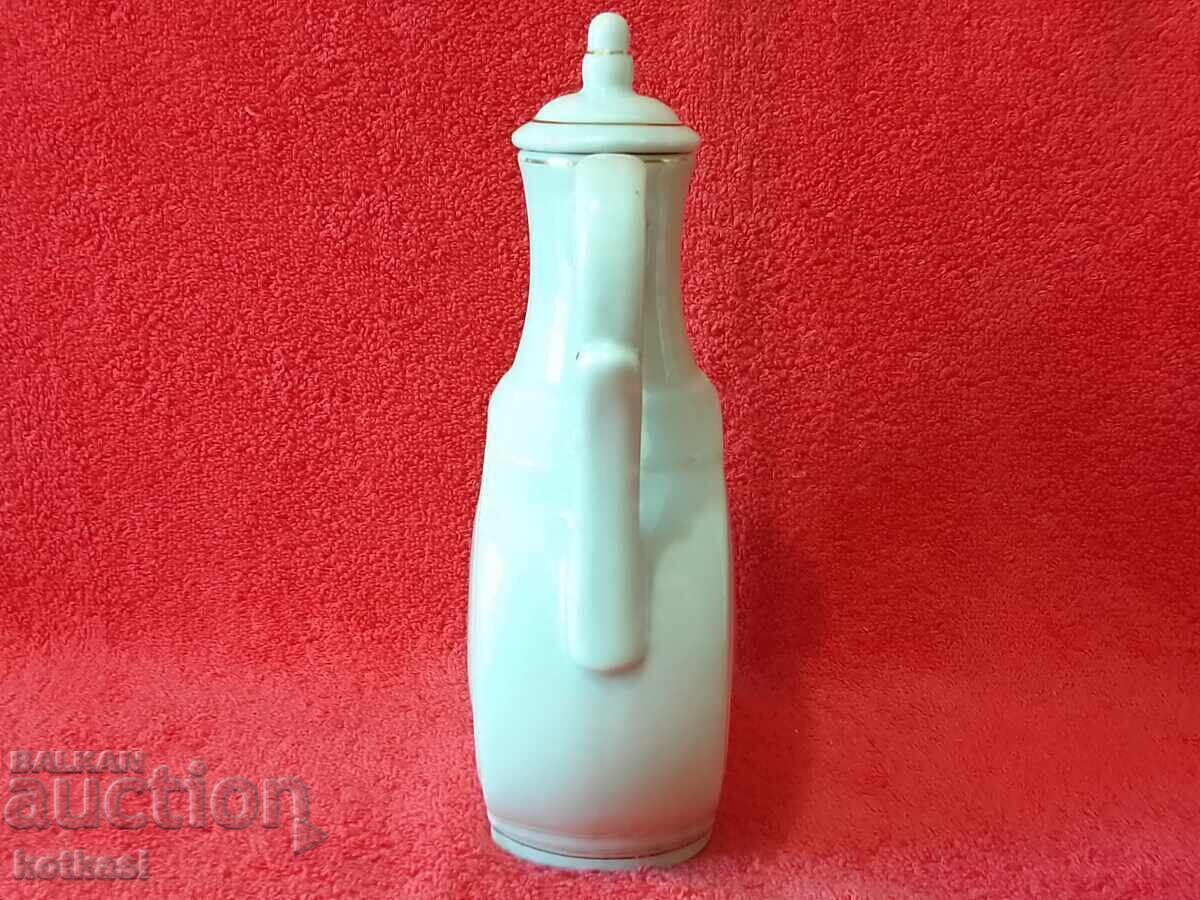 Old Bulgarian porcelain jug with lid marked with price 25.50 BGN | € 13.04