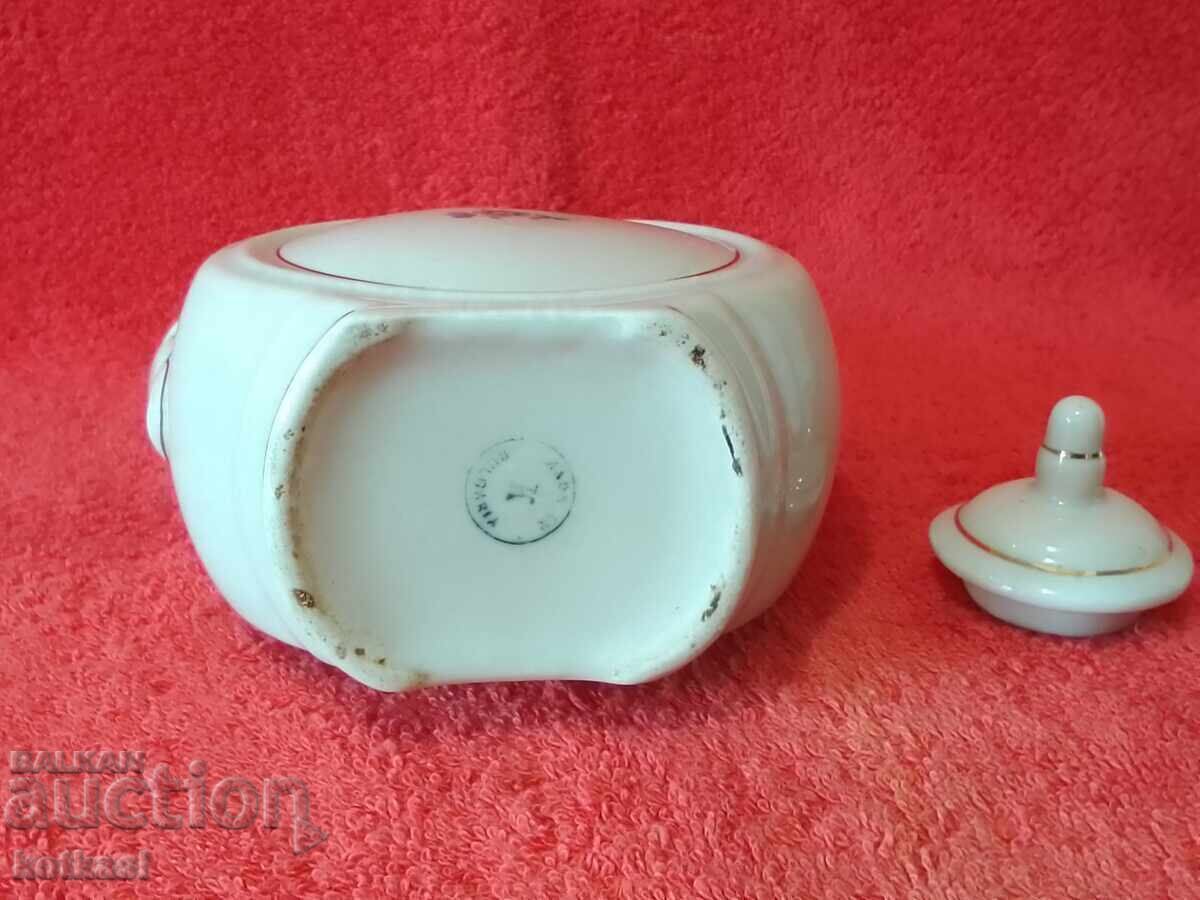 Old Bulgarian porcelain jug with lid marked - 6
