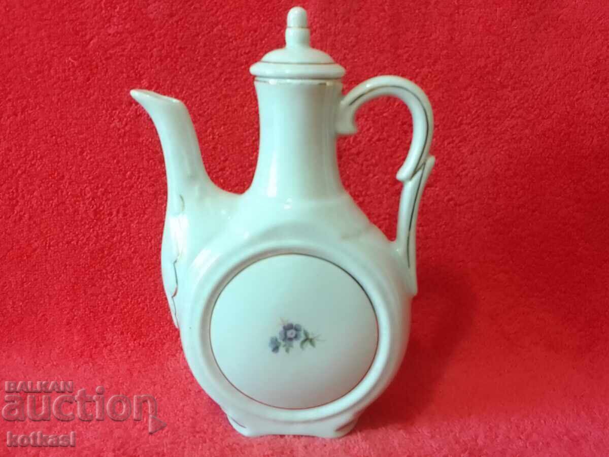 Old Bulgarian porcelain jug with lid marked