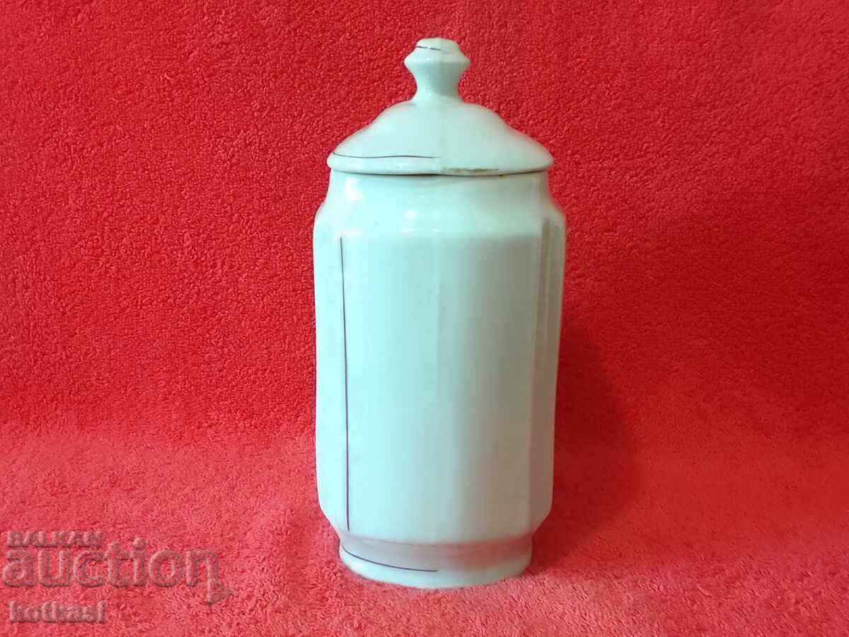 Παλιό βουλγαρικό πορσελάνινο πιάτο Σιμιγδαλένιο βάζο με καπάκι με τιμή 8.50 BGN | € 4.35