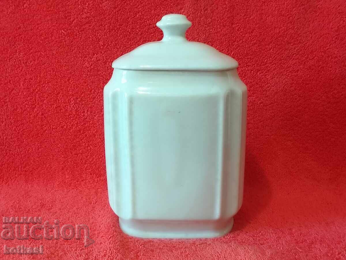 Δημοπρασία Παλιό βουλγαρικό πορσελάνινο πιάτο Σιμιγδαλένιο βάζο με καπάκι