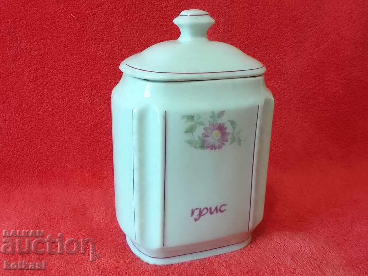 Παλιό βουλγαρικό πορσελάνινο πιάτο Σιμιγδαλένιο βάζο με καπάκι - 7