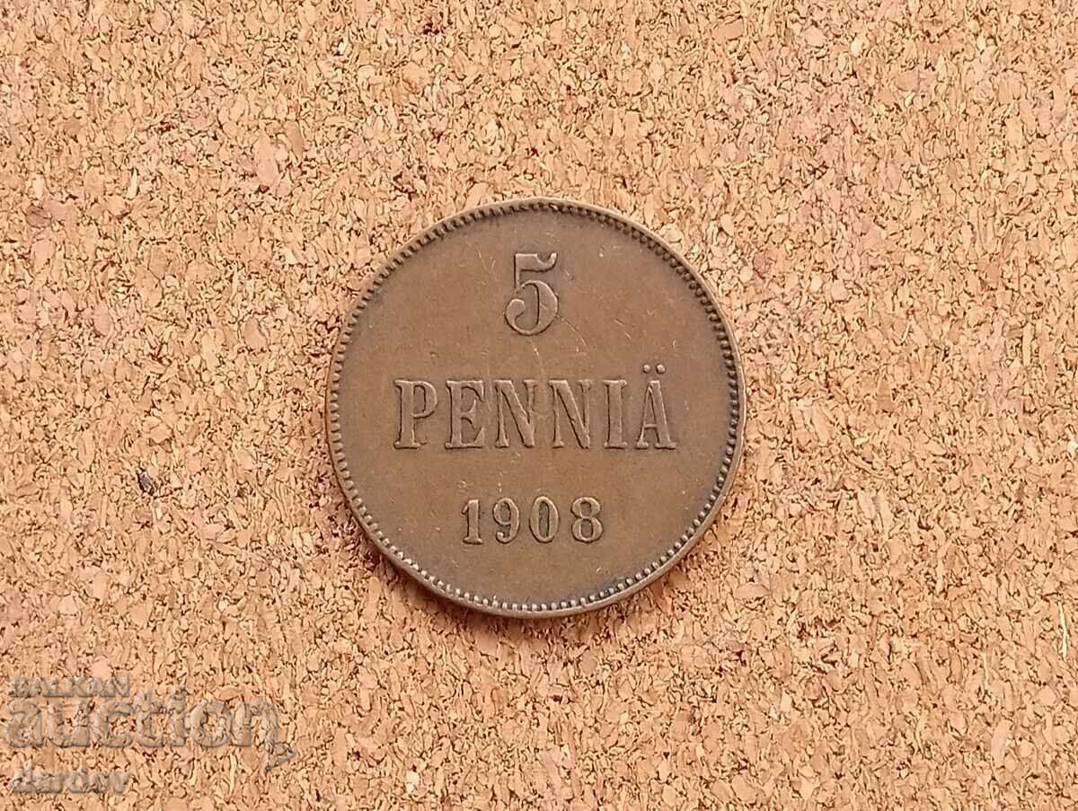 Finland 5 pennies 1908.