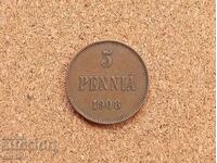 Φινλανδία 5 πένες 1908.