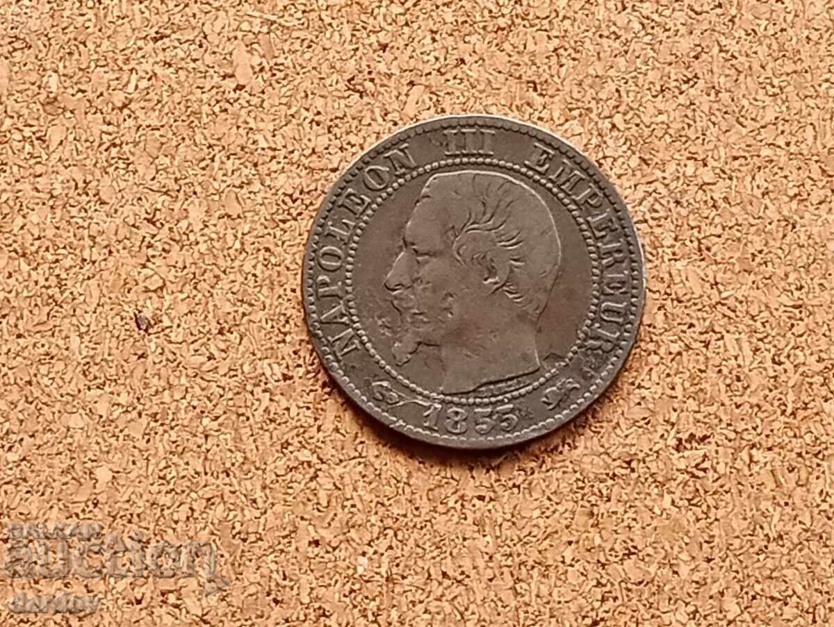 Franța, 5 centimes 1855. cu preț € 6.00 | 11.74 BGN