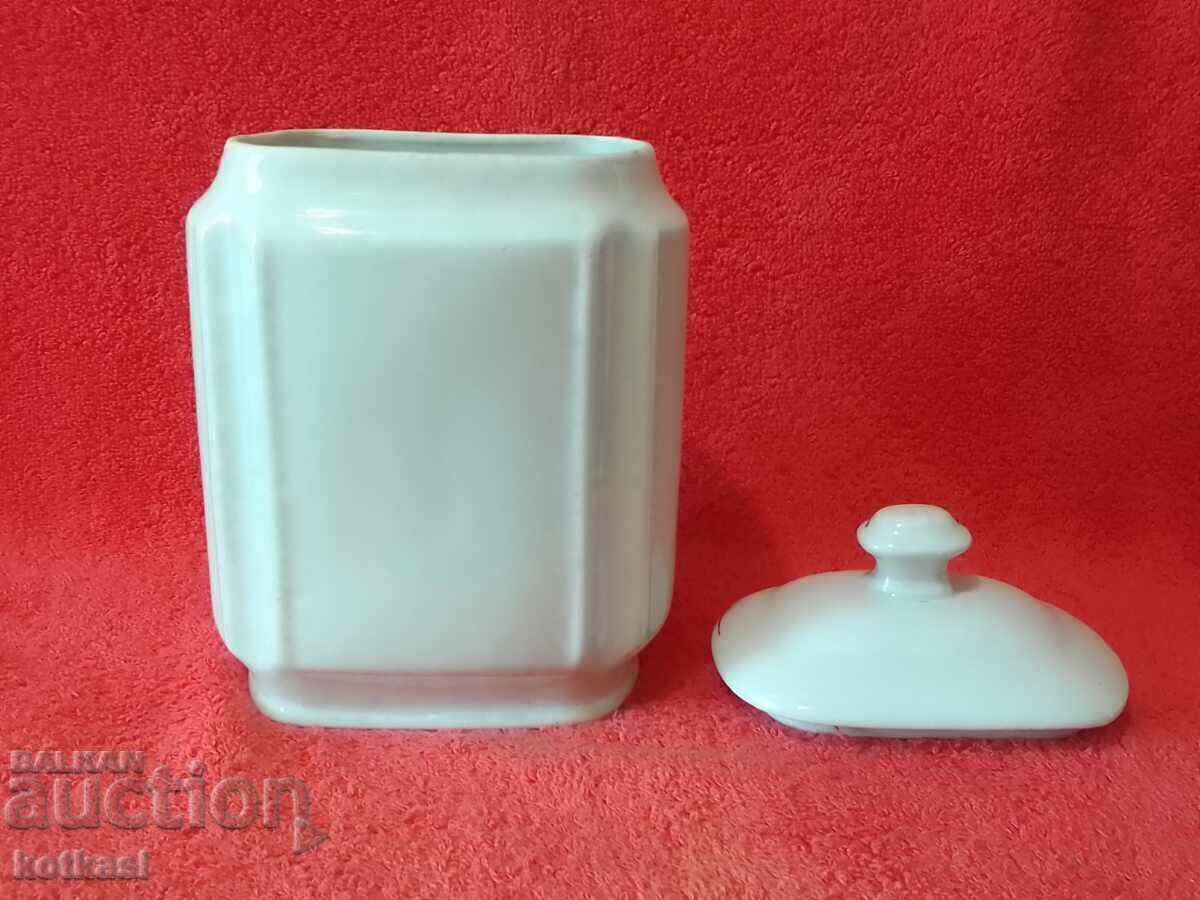 Auction  Old Bulgarian porcelain dish Jar with lid for Fide
