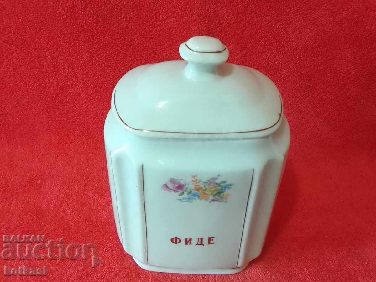 Old Bulgarian porcelain dish Jar with lid for Fide - 7
