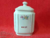 Old Bulgarian porcelain dish Jar with lid for Fide