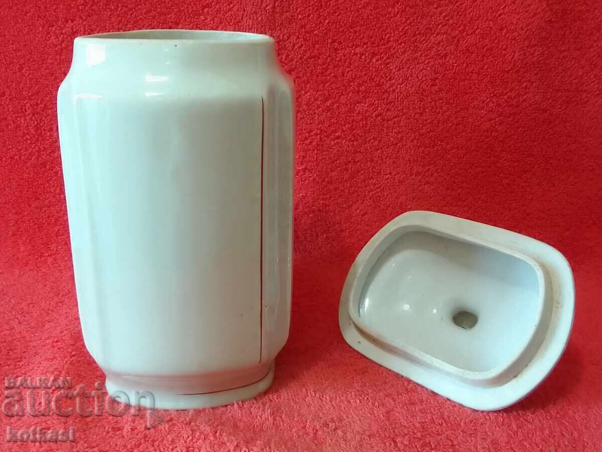 Παράδοση Παλιό βουλγαρικό πορσελάνινο βάζο με καπάκι για πιπέρι Παράδοση Παλιό βουλγαρικό πορσελάνινο βάζο με καπάκι για πιπέρι