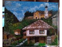 Anton Yordanov oil painting - Rural landscape - Church