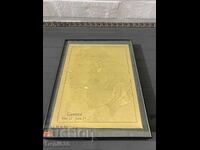 Antique English engraving with gold foil