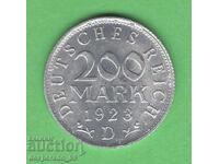 (¯`'•.¸   200 марки 1923D  ГЕРМАНИЯ  UNC-   ¸.•'´¯)