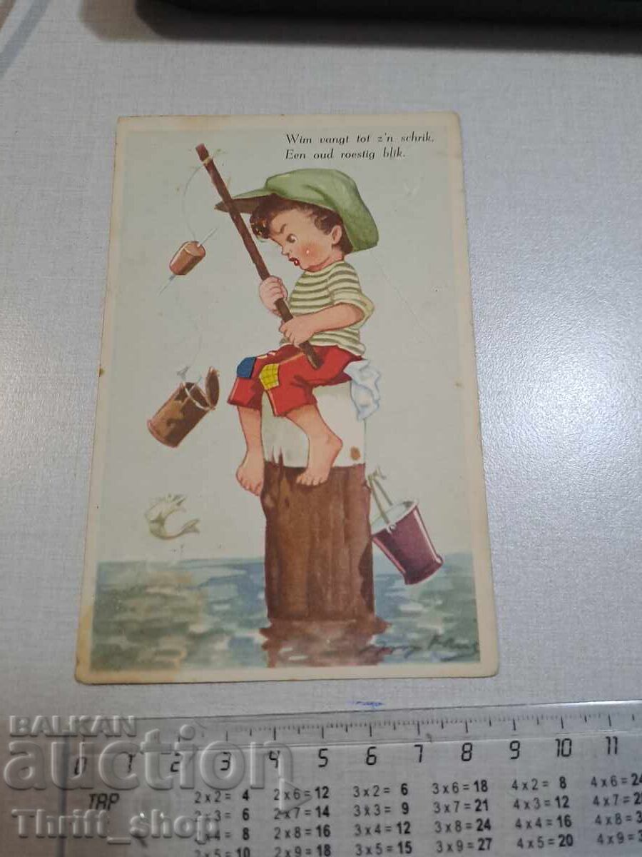 Old postcard - Child kingfisher Old postcard - Child kingfisher