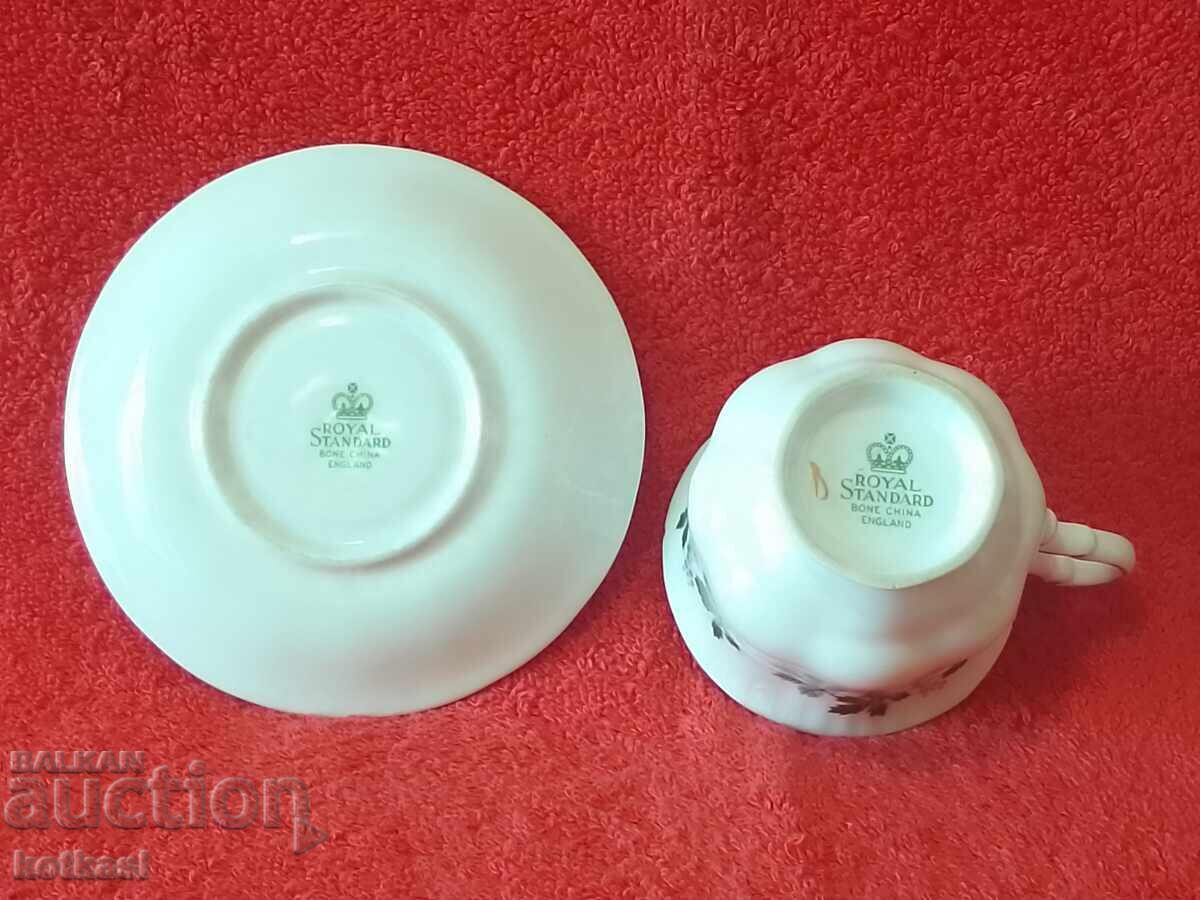 Old porcelain double set cup plate gilding ROYAL ENGLAND - 5