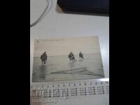 Old postcard - Fishing with horses