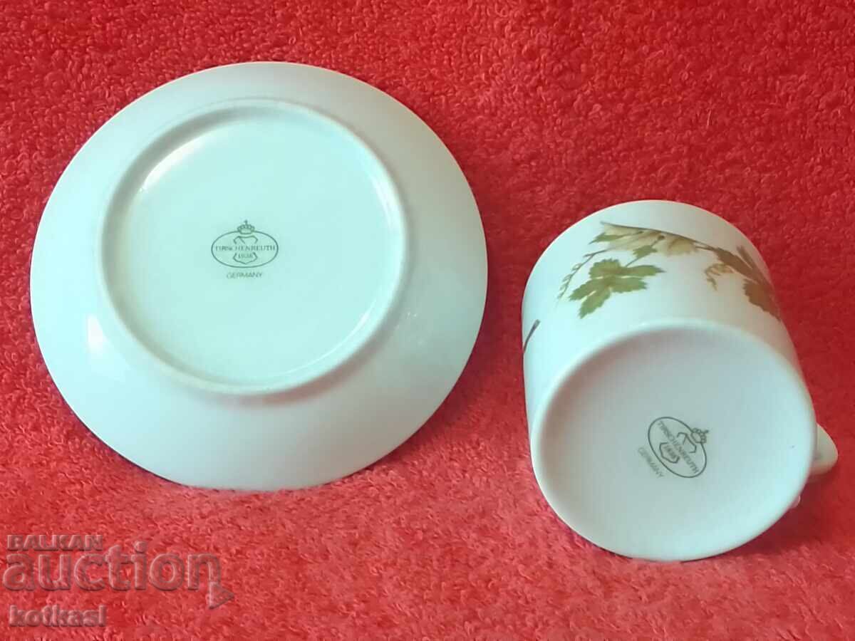 Old porcelain double set cup plate gilding TIRSCHENREUTH - 5 Old porcelain double set cup plate gilding TIRSCHENREUTH - 5
