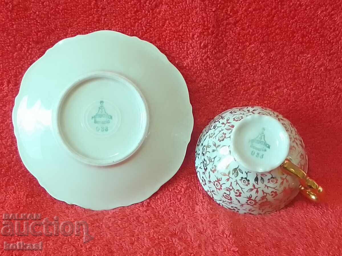 Porțelan vechi Mocha set dublu aurit marcajele BAVARIA - 6