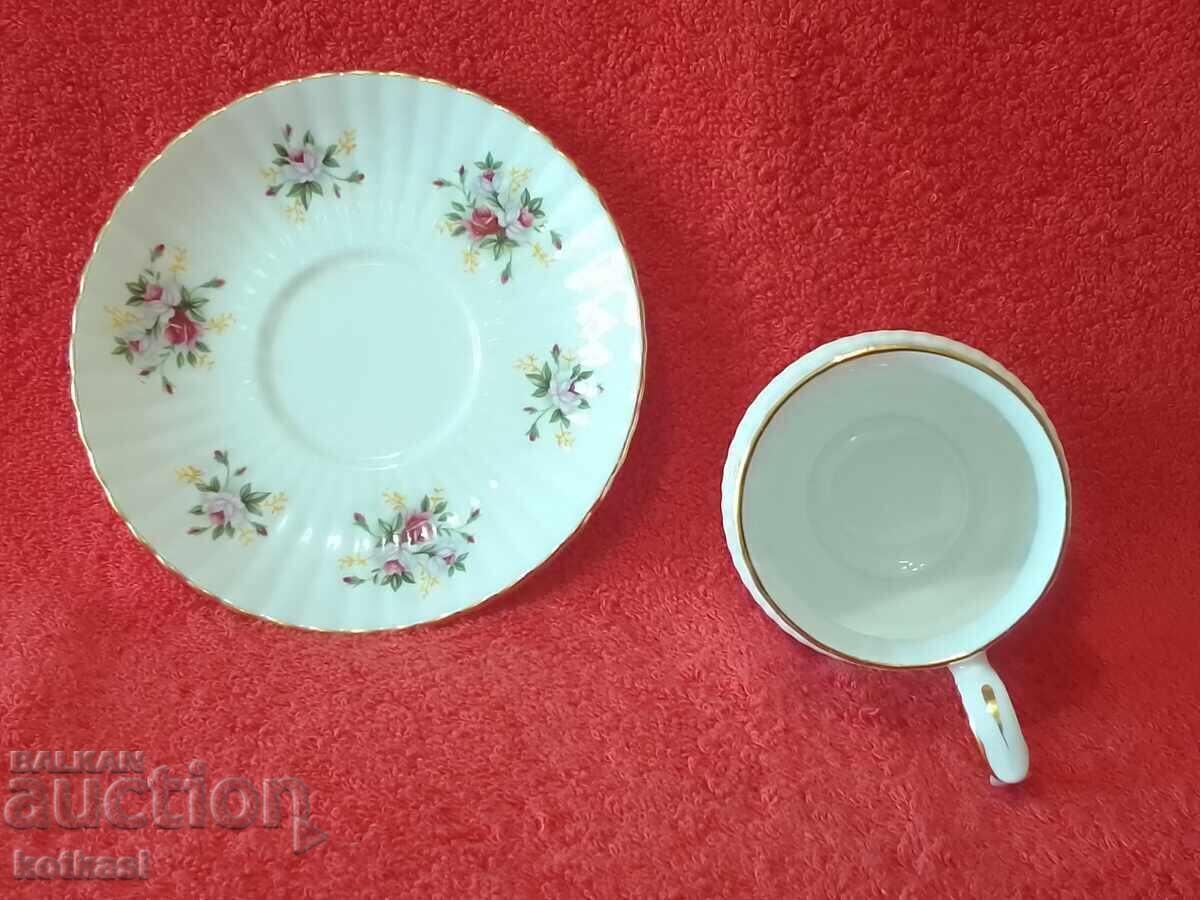 Old porcelain double set cup plate gilding ROYAL ENGLAND - 5