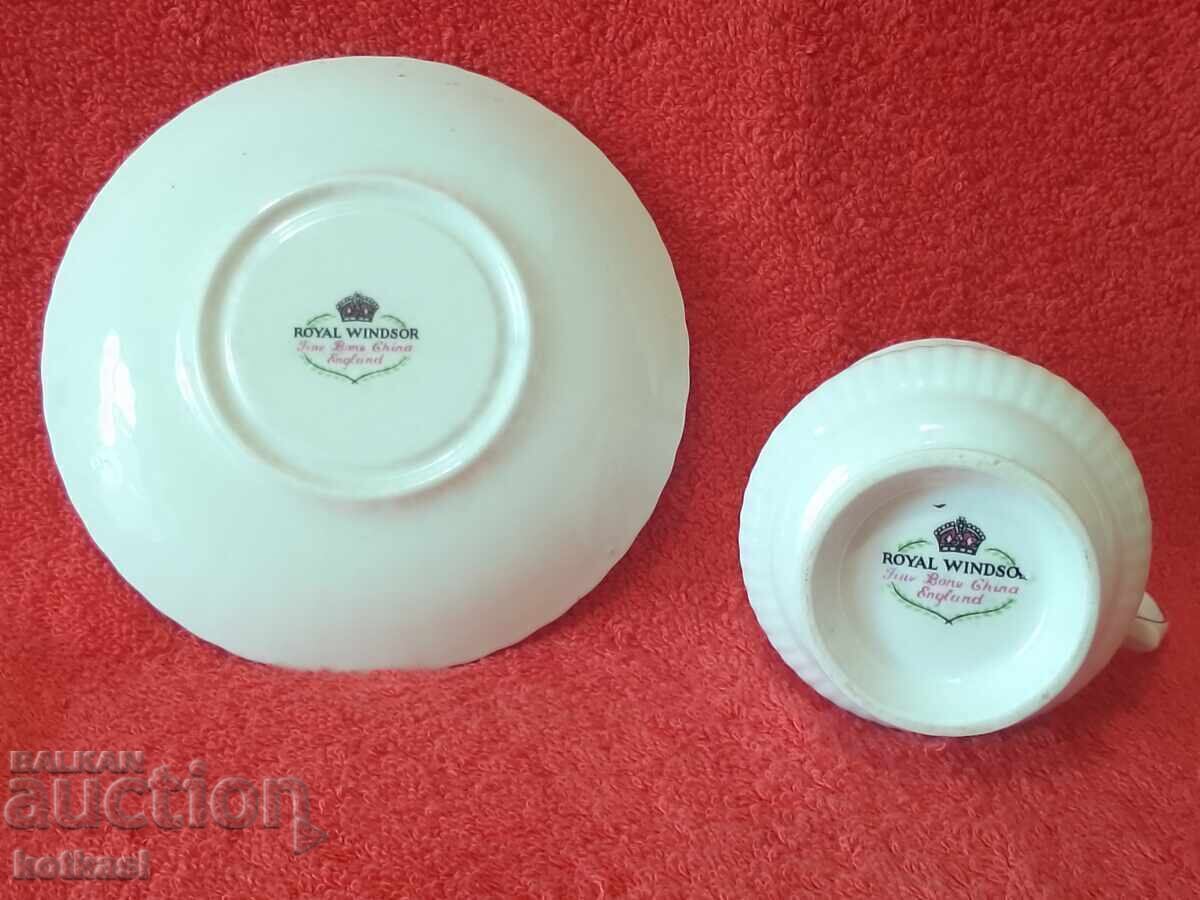 Old porcelain double set cup plate gilding ROYAL ENGLAND - 6