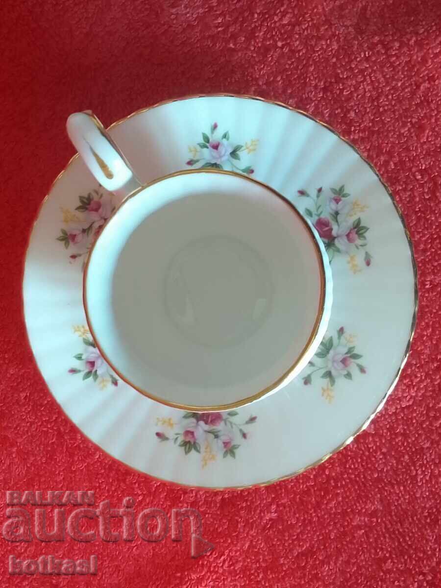 Old porcelain double set cup plate gilding ROYAL ENGLAND - 7