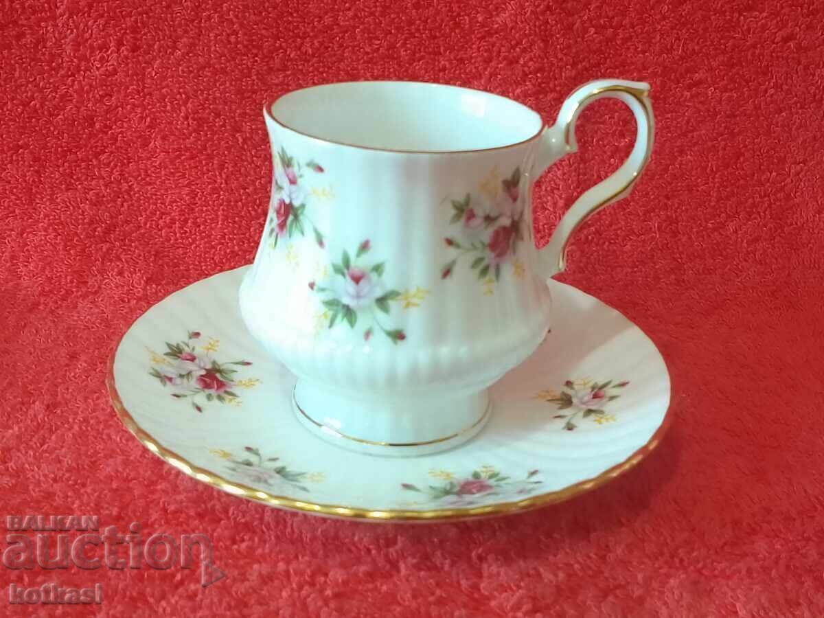 Old porcelain double set cup plate gilding ROYAL ENGLAND