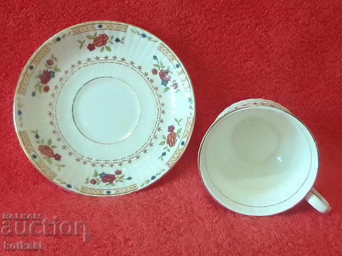 Old porcelain double set cup plate gilding Bone China - 5 Old porcelain double set cup plate gilding Bone China - 5