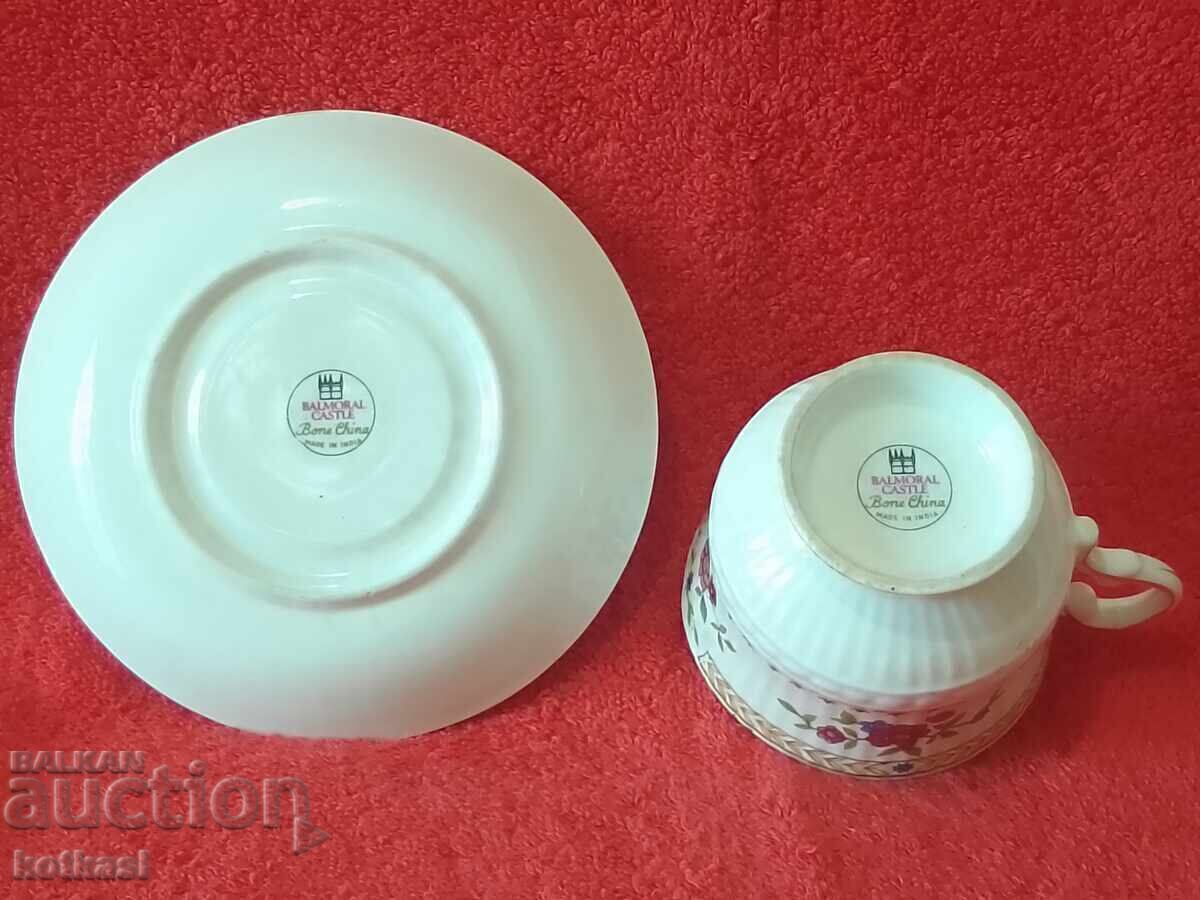 Old porcelain double set cup plate gilding Bone China - 6 Old porcelain double set cup plate gilding Bone China - 6