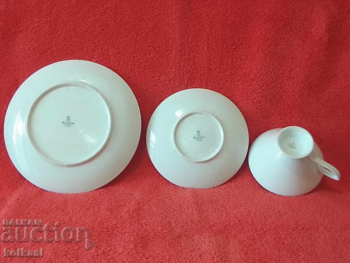 Old triple set cup, 2 plates, gilded Germany WINTERLING - 6 Old triple set cup, 2 plates, gilded Germany WINTERLING - 6