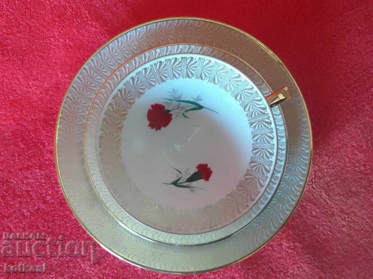 Old triple set cup, 2 plates, gilded Germany WINTERLING - 7 Old triple set cup, 2 plates, gilded Germany WINTERLING - 7