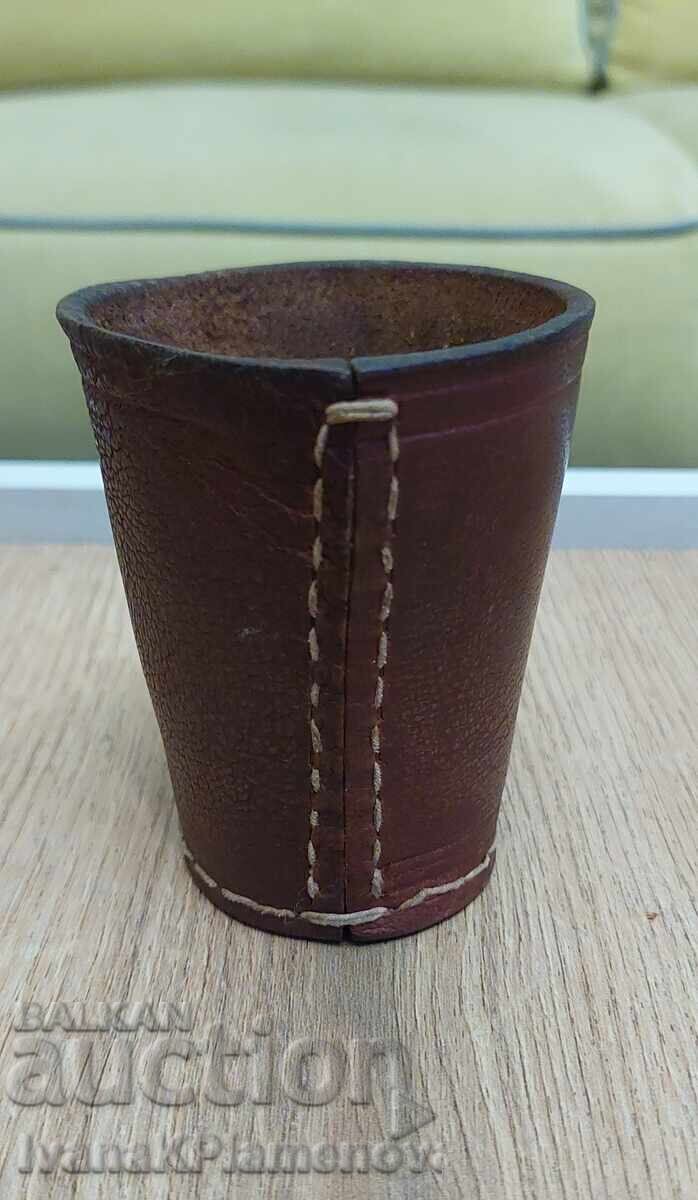 Leather dice cup with price 10.00 BGN | € 5.11