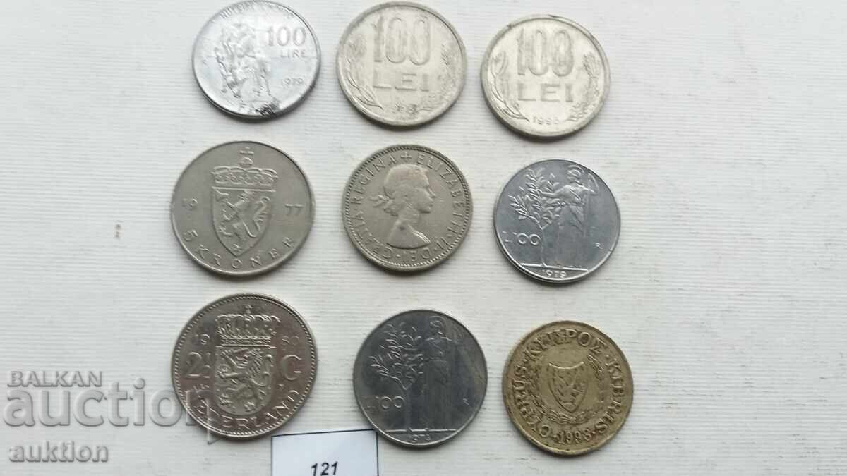 9 NUMBERS OF DIFFERENT COINS FROM AROUND THE WORLD