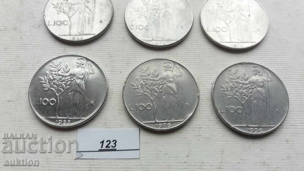 9 NUMBERS OF DIFFERENT COINS FROM ITALY 100 LIRA with price 6.99 BGN | € 3.57