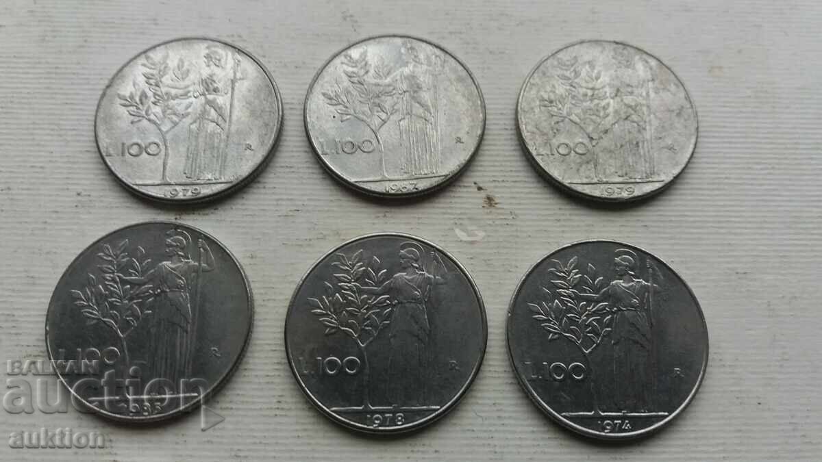Auction  9 NUMBERS OF DIFFERENT COINS FROM ITALY 100 LIRA