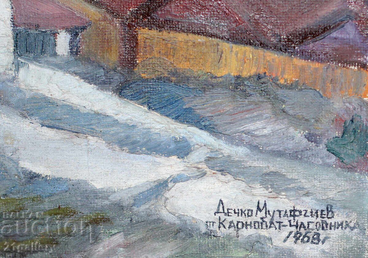 Маслена Картина Пейзаж от Карнобат подписана 1968г. - 7 Маслена Картина Пейзаж от Карнобат подписана 1968г. - 7