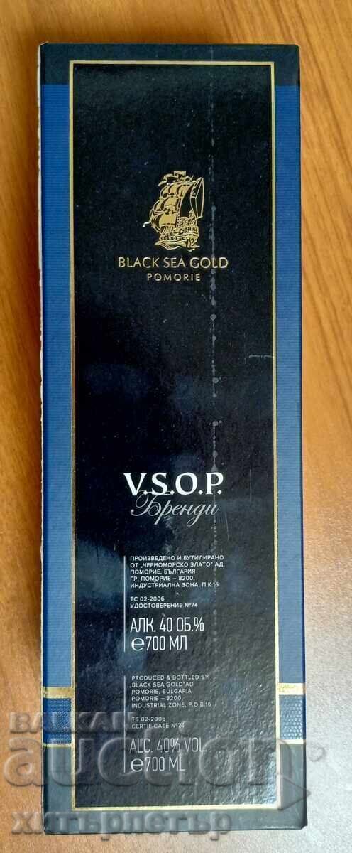 Auction Cardboard box and bottle of Black Sea Gold VSOP brandy Auction Cardboard box and bottle of Black Sea Gold VSOP brandy