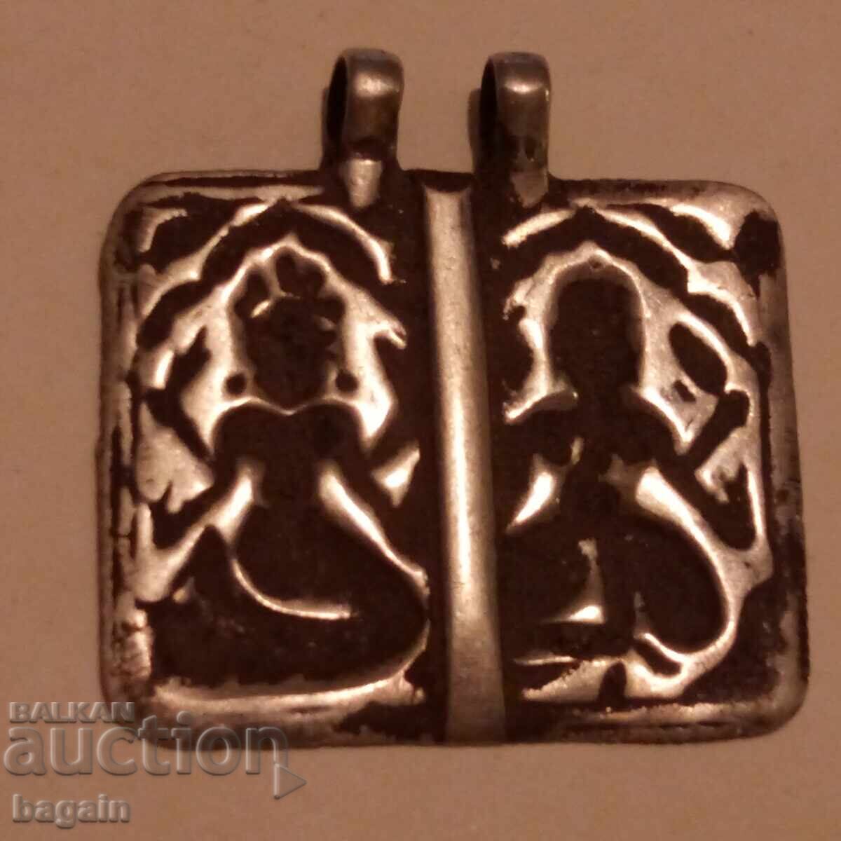 Auction  Silver talisman. Ganesha and Lakshmi.