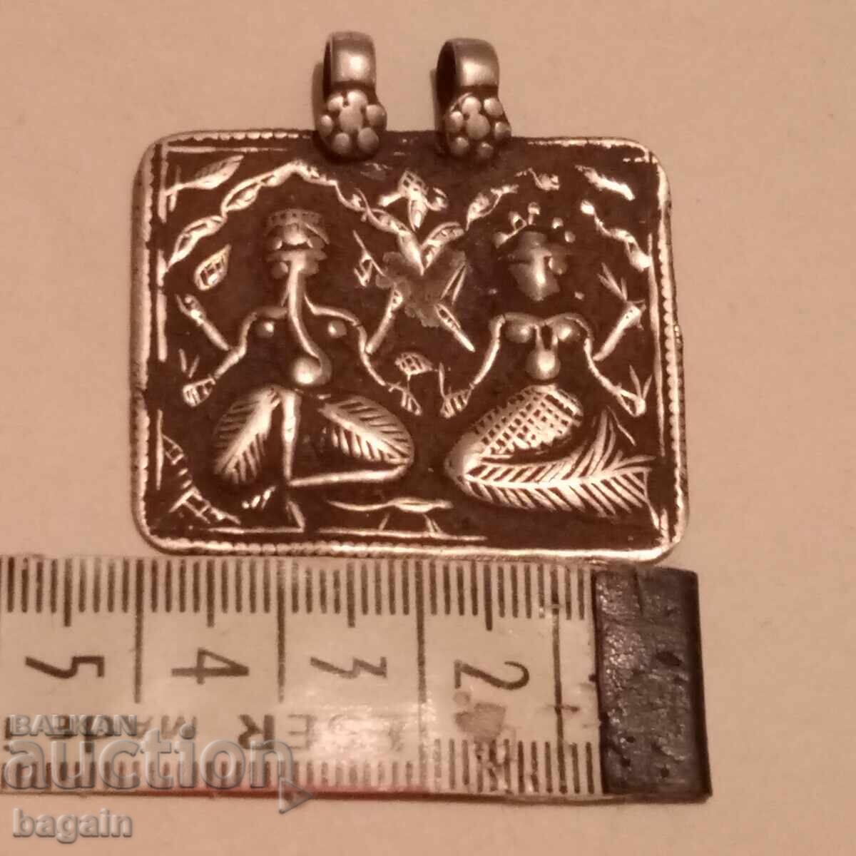 Silver talisman. Ganesha and Lakshmi. - 5