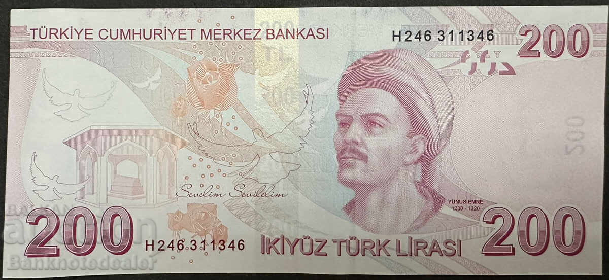 Turkey 200 Lira 2009 -25 Pick 227 Ref 1346 Unc Turkey 200 Lira 2009 -25 Pick 227 Ref 1346 Unc