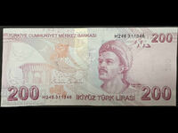 Turkey 200 Lira 2009 -25 Pick 227 Ref 1346 Unc