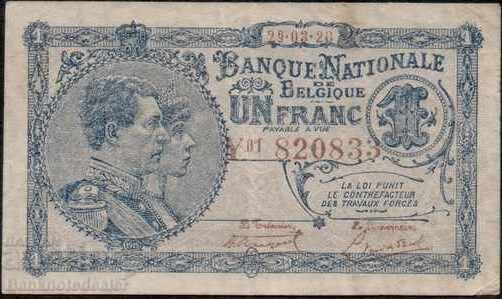 Belgium 1 Franc 1920 Pick 92 Ref 0833 Belgium 1 Franc 1920 Pick 92 Ref 0833