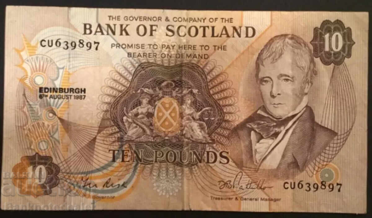 Bank of Scotland 10 Pounds 1987 Pick113 Ref 9897 Bank of Scotland 10 Pounds 1987 Pick113 Ref 9897