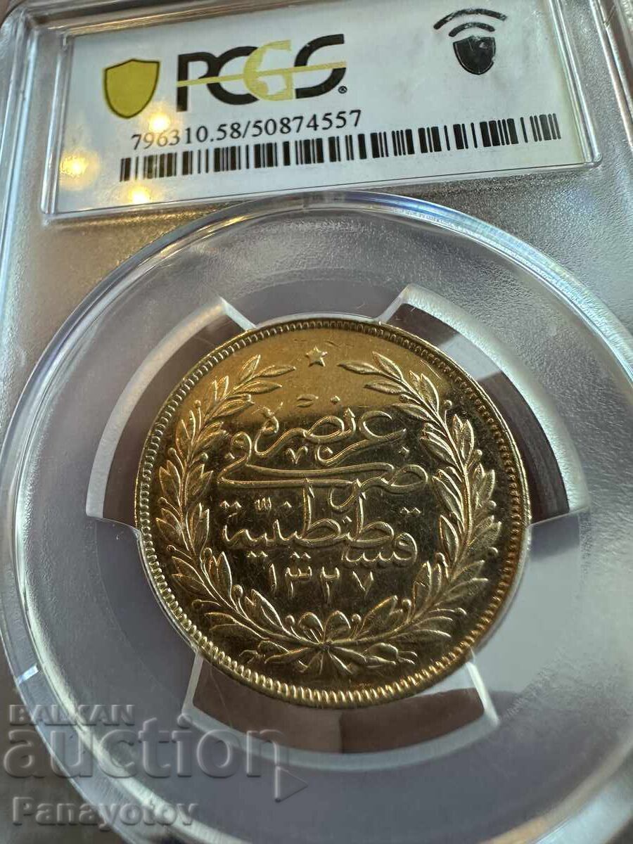 250 КУРУШ ЗЛАТО ТУРЦИЯ ОСМАНСКА ИМПЕРИЯ PCGS NGC TOP - 5