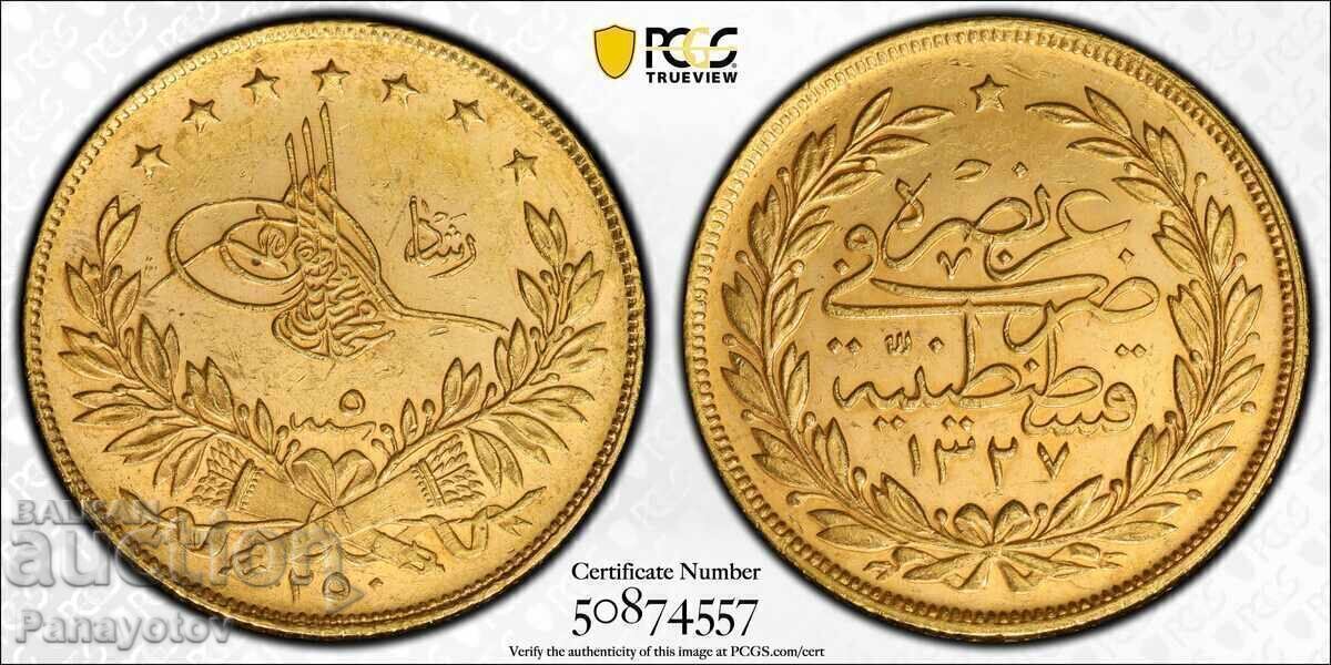 250 КУРУШ ЗЛАТО ТУРЦИЯ ОСМАНСКА ИМПЕРИЯ PCGS NGC TOP