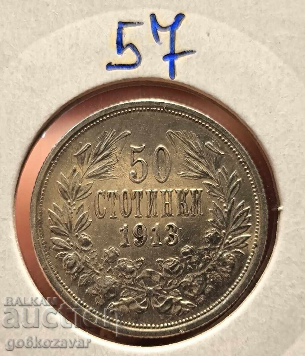 Βουλγαρία 50 λεπτά Ασήμι 1913! Βουλγαρία 50 λεπτά Ασήμι 1913!