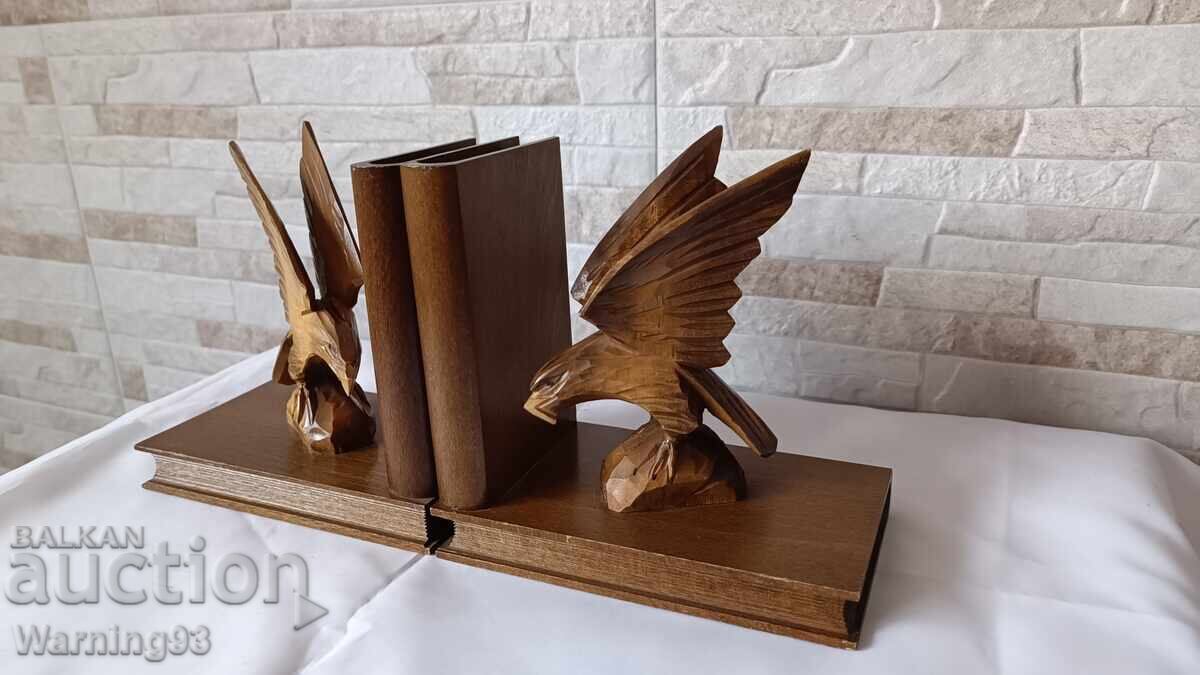 Licitație Suport cărți vechi din lemn - sculptură în lemn - Vulturi